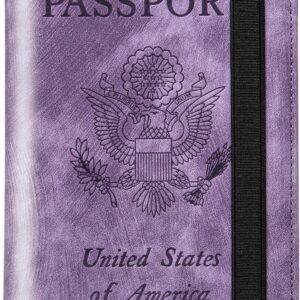 Passport Holder for travel - Cover Wallet -Travel Essentials RFID Blocking Travel Accessories for Women Men (violet)