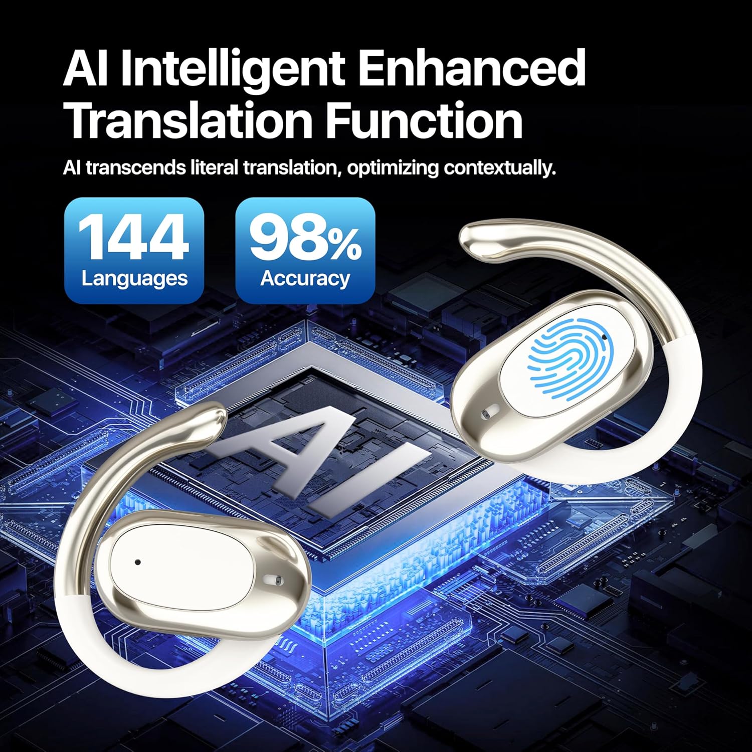 Real Time Translation Earbuds, AI Language Translator Earphone 3-in-1 Accents & Long Battery Life Translation Earbuds OWS 144 Languages & 8 Offline for Travel Business,(Milkywhite) - Image 4