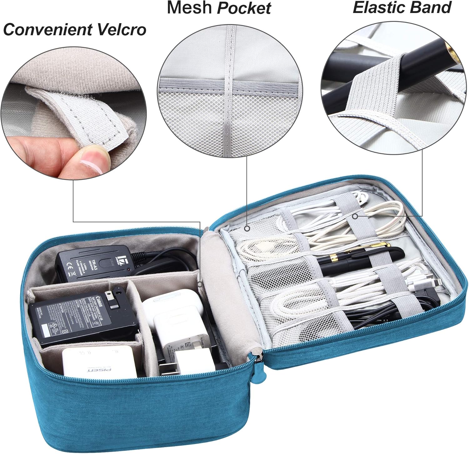 Electronics Organizer Travel Universal Cable Organizer Bag Waterproof Electronics Accessories Storage Cases for Cable, Charger, Phone, USB, SD Card, Hard Drives, Power Bank, Cords - Image 3